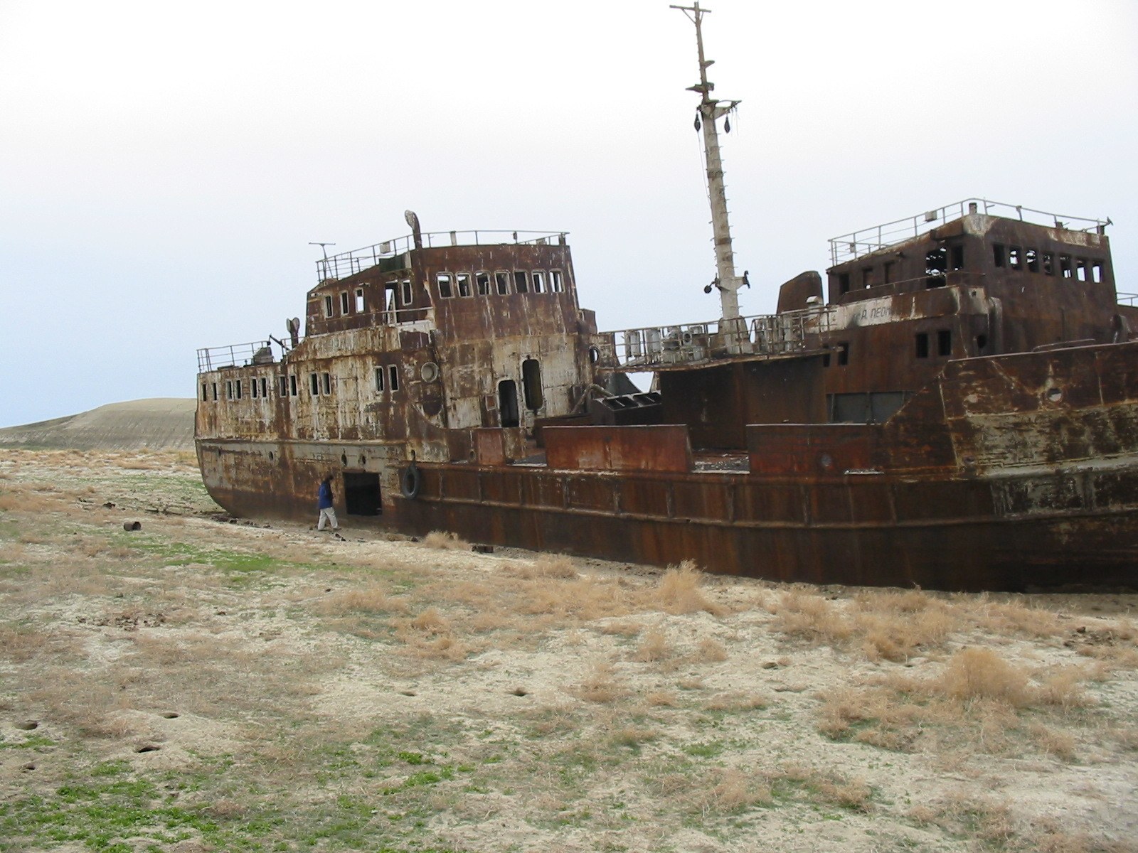 Abandoned ship on dry land