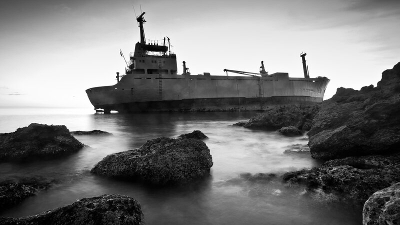 Abandoned Ship on Rocks