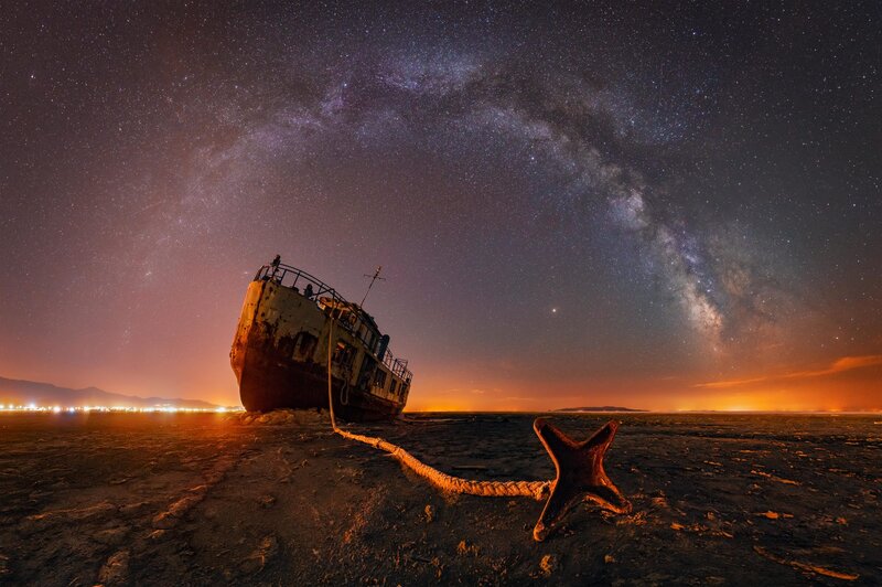 Abandoned Ship on Shore — Black