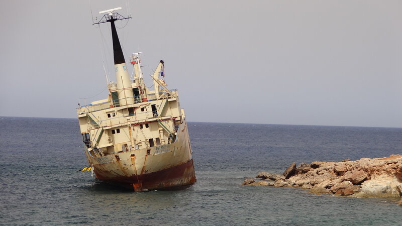Abandoned Shipwreck — Blue, Dramatic, Afternoon