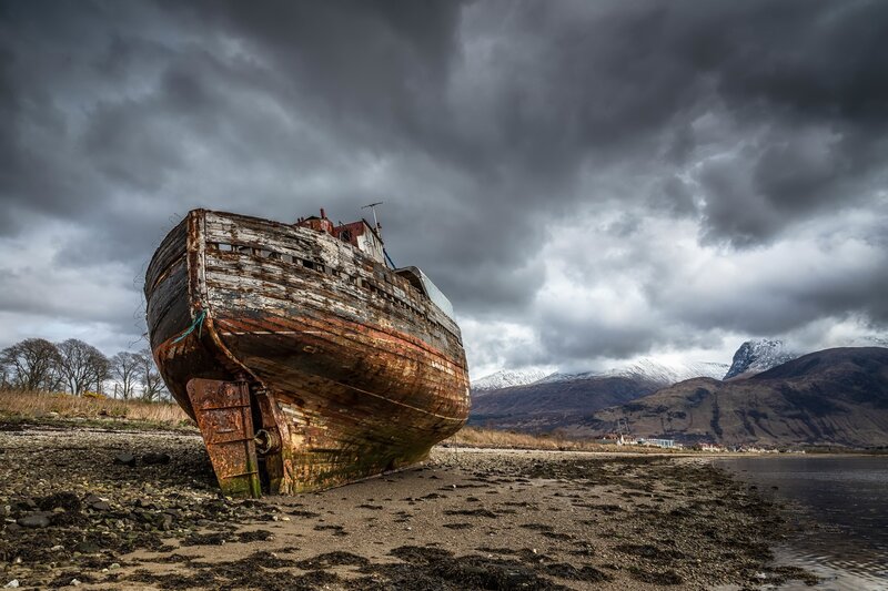 Abandoned Shipwreck — Gray, Dramatic, Winter