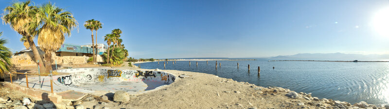Abandoned skate park by the sea