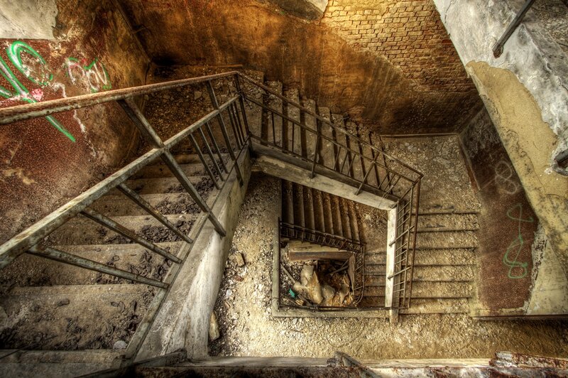abandoned spiral staircase