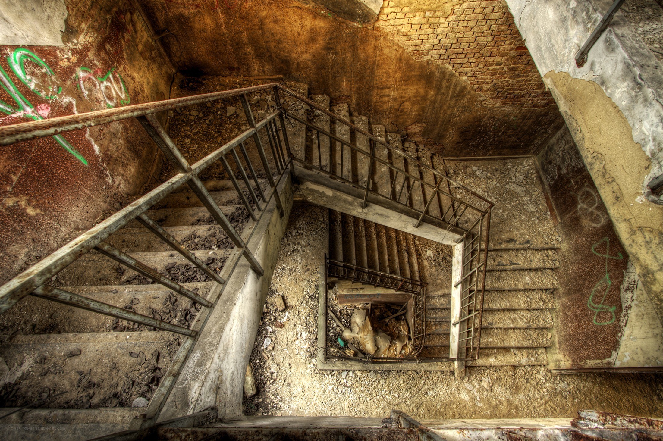 abandoned spiral staircase