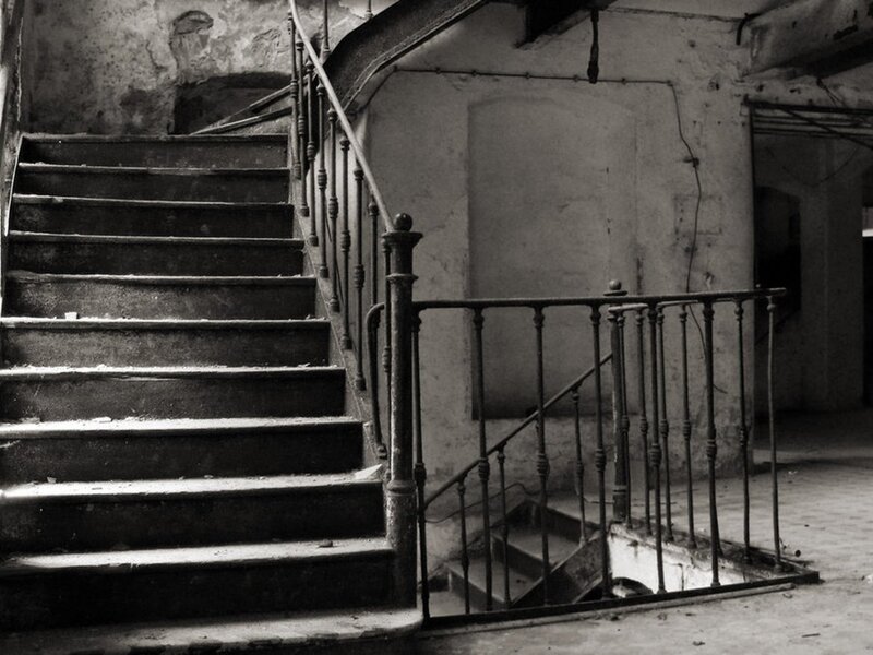 abandoned staircase interior