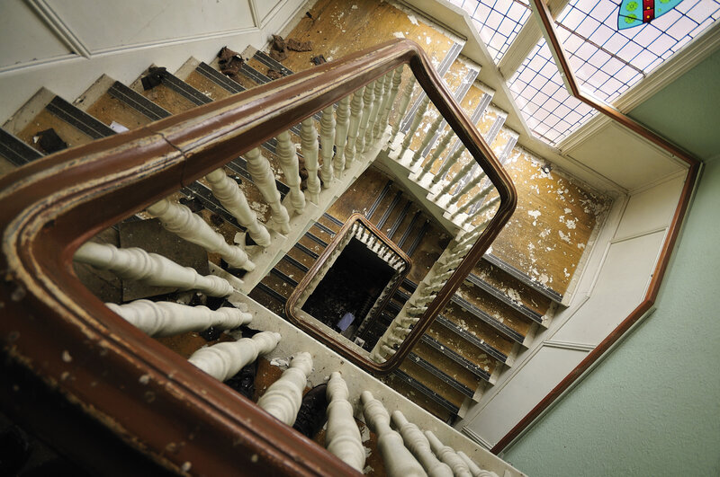 Abandoned staircase interior