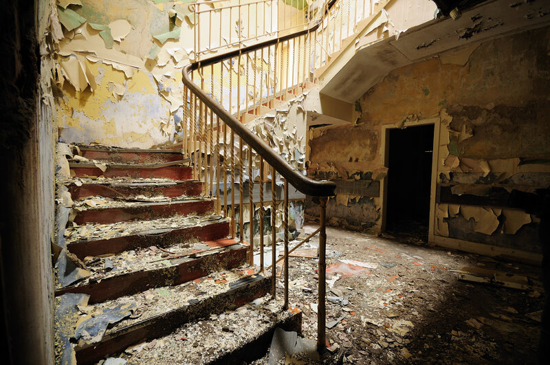 abandoned staircase interior