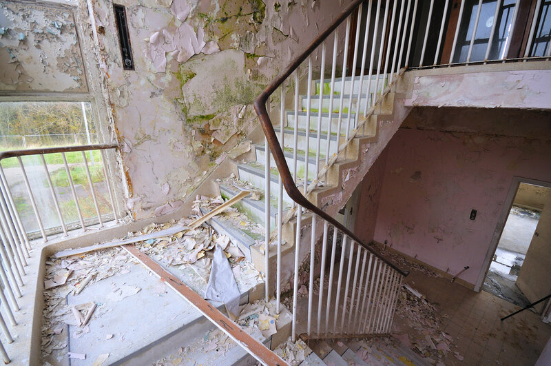 abandoned staircase interior