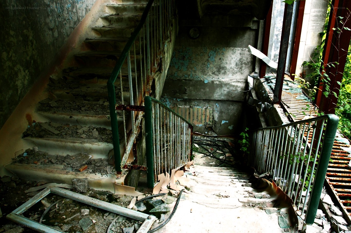 abandoned staircase interior
