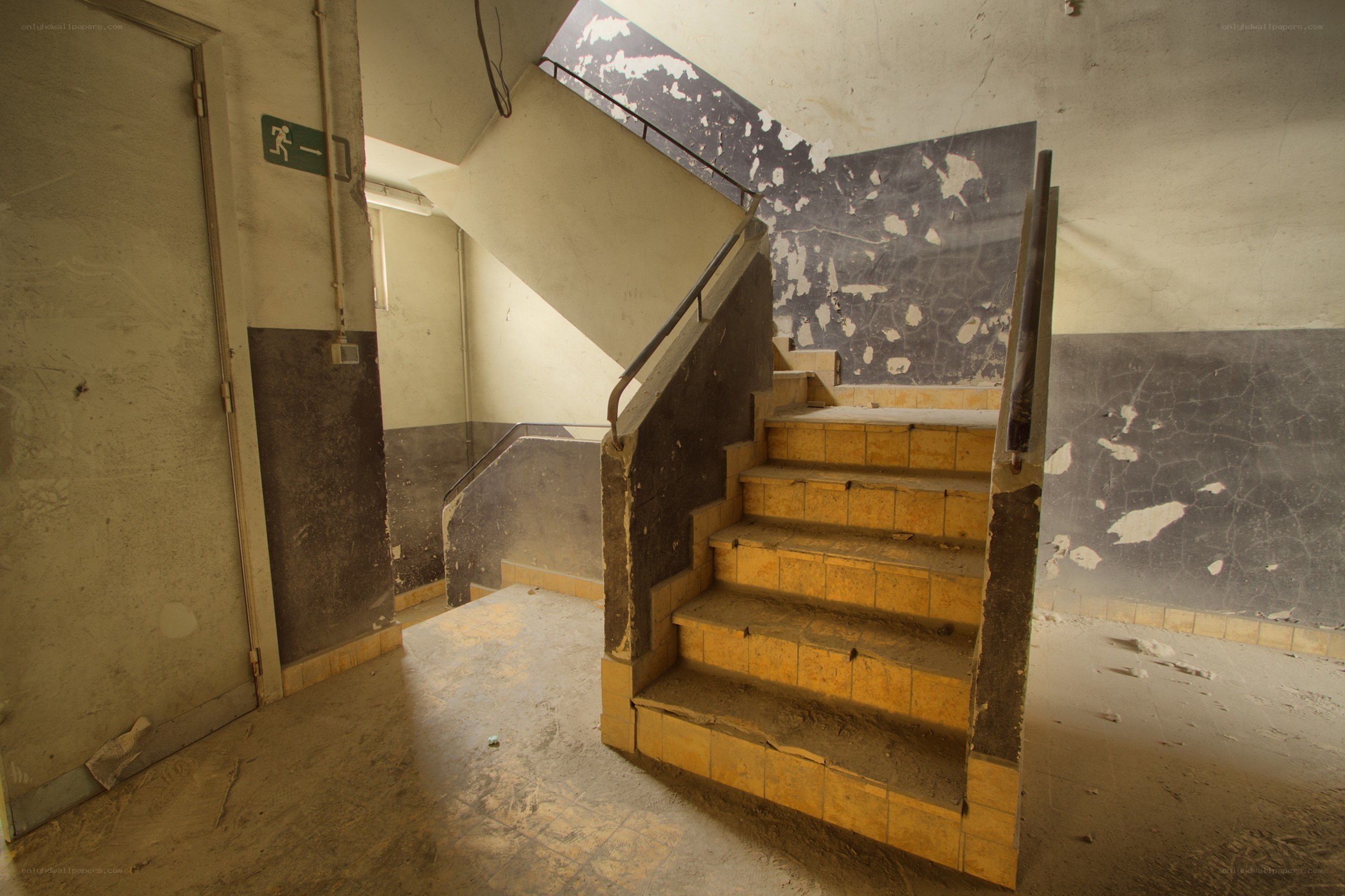 abandoned stairwell interior