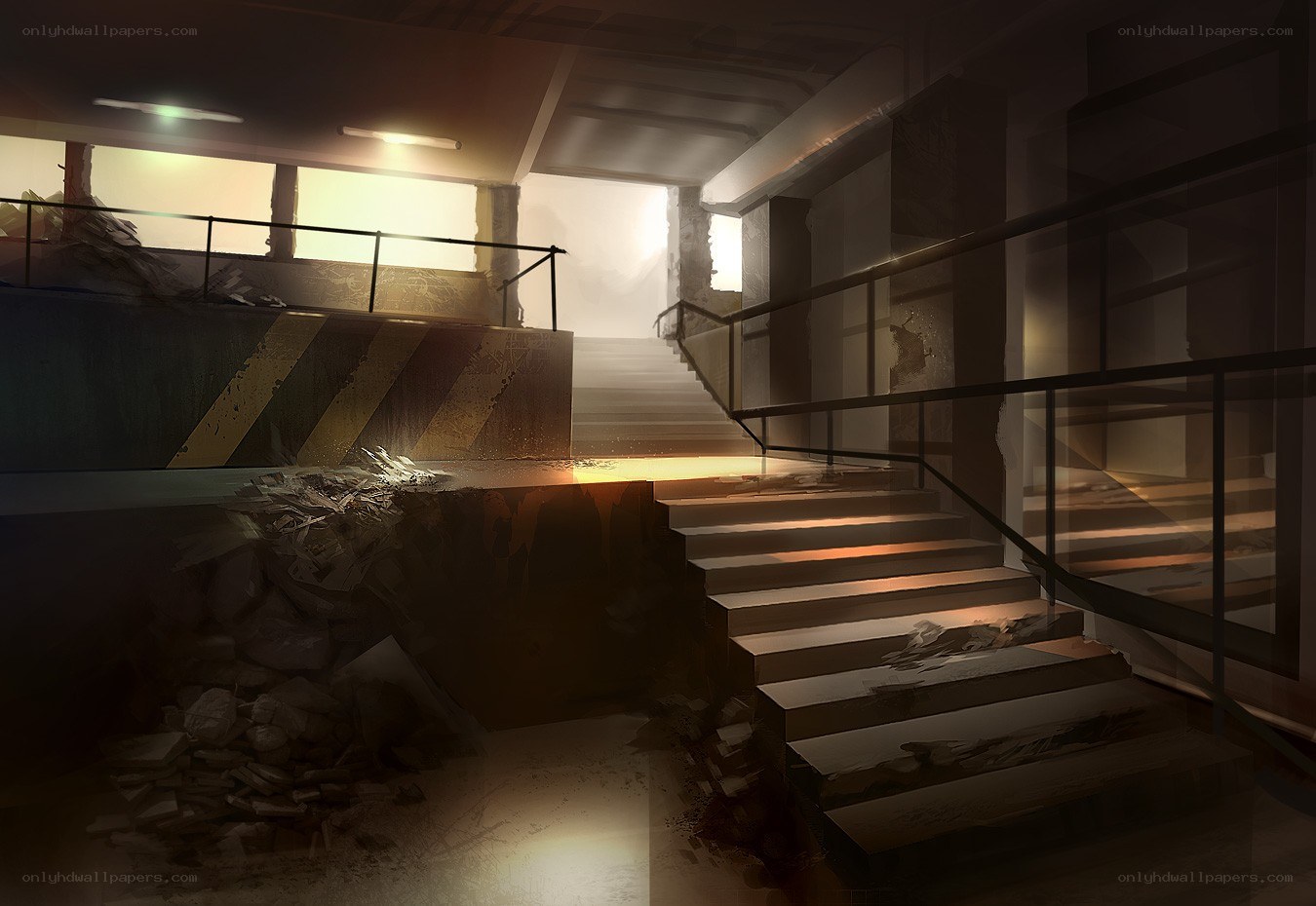 Abandoned stairwell interior