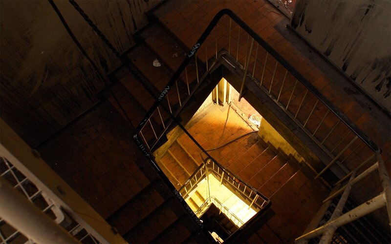 abandoned stairwell interior