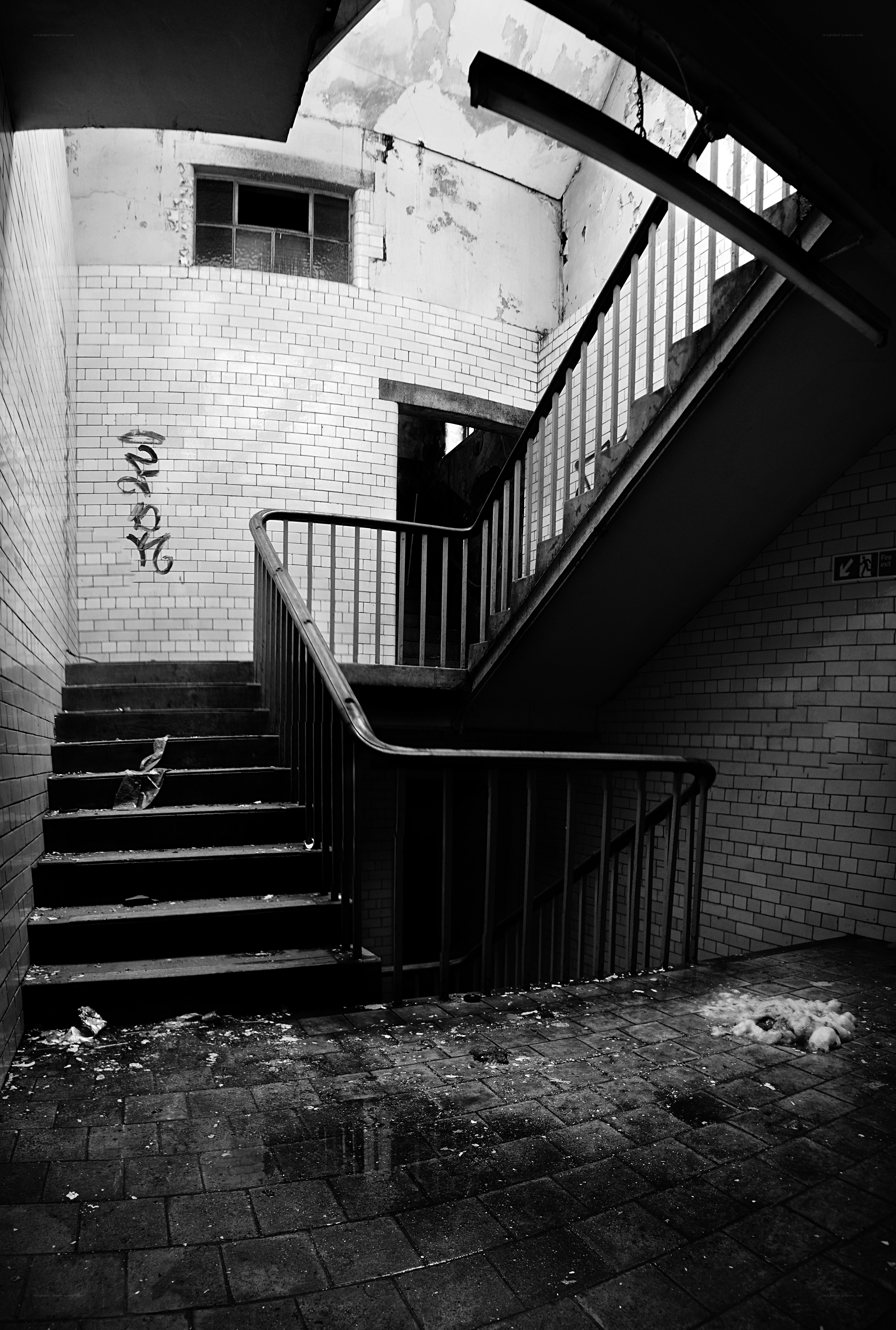 Abandoned stairwell interior