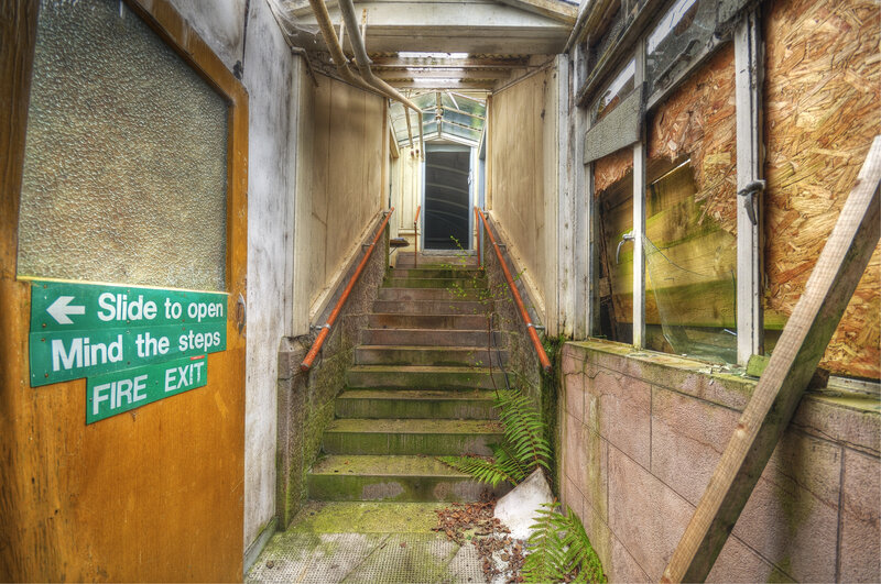 abandoned stairwell with fire exit