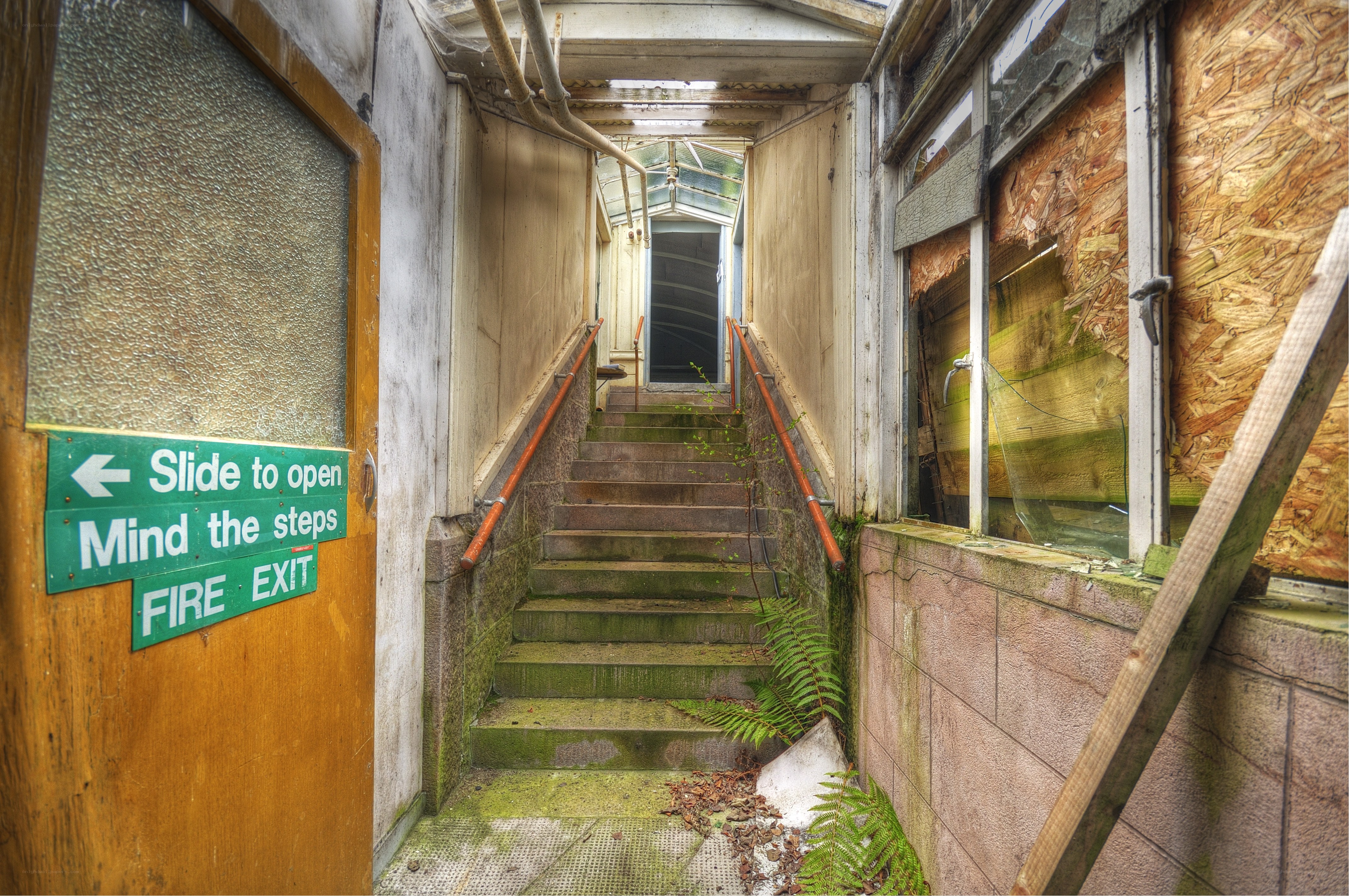 abandoned stairwell with fire exit
