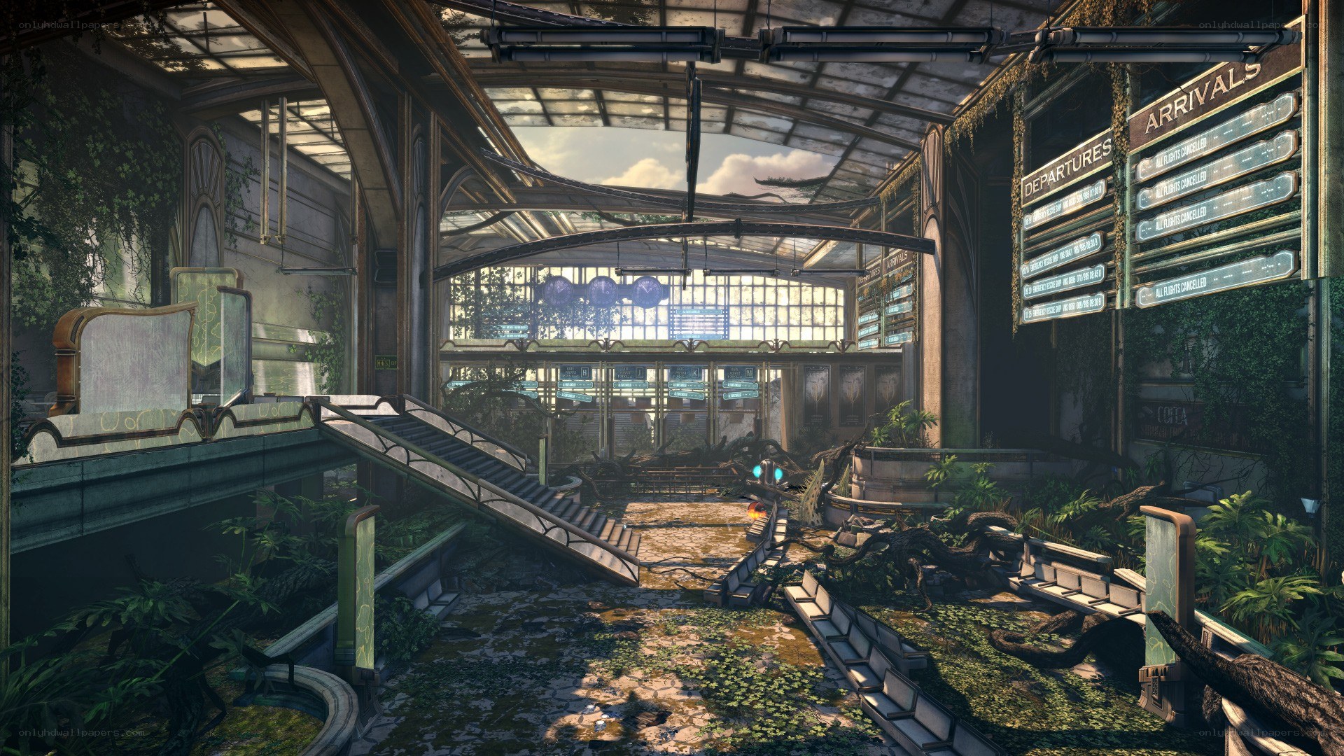 abandoned station interior