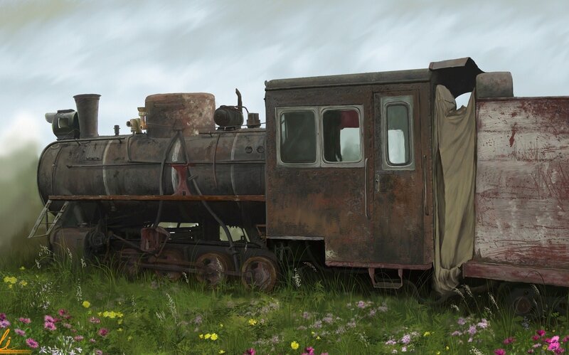 Abandoned Steam Train — Green