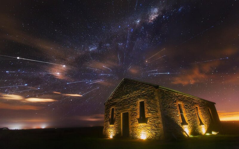 Abandoned Stone Building — Black, Dramatic