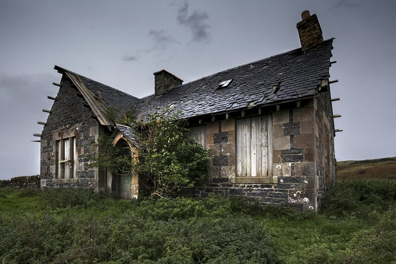 Abandoned Stone Cottage — Gray, Dreary