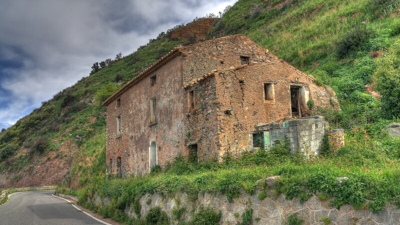 Abandoned Stone House — Green, Dramatic