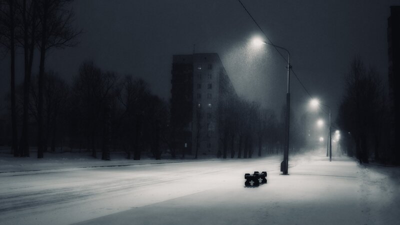 Abandoned Stroller in Snow