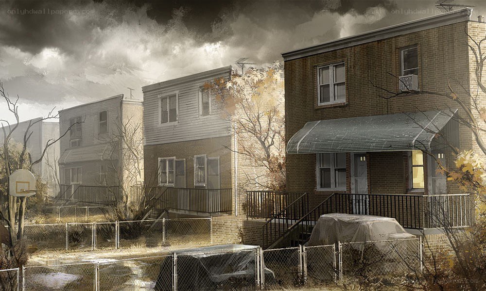 abandoned suburban neighborhood