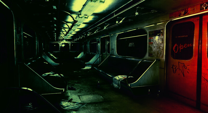 abandoned subway car interior