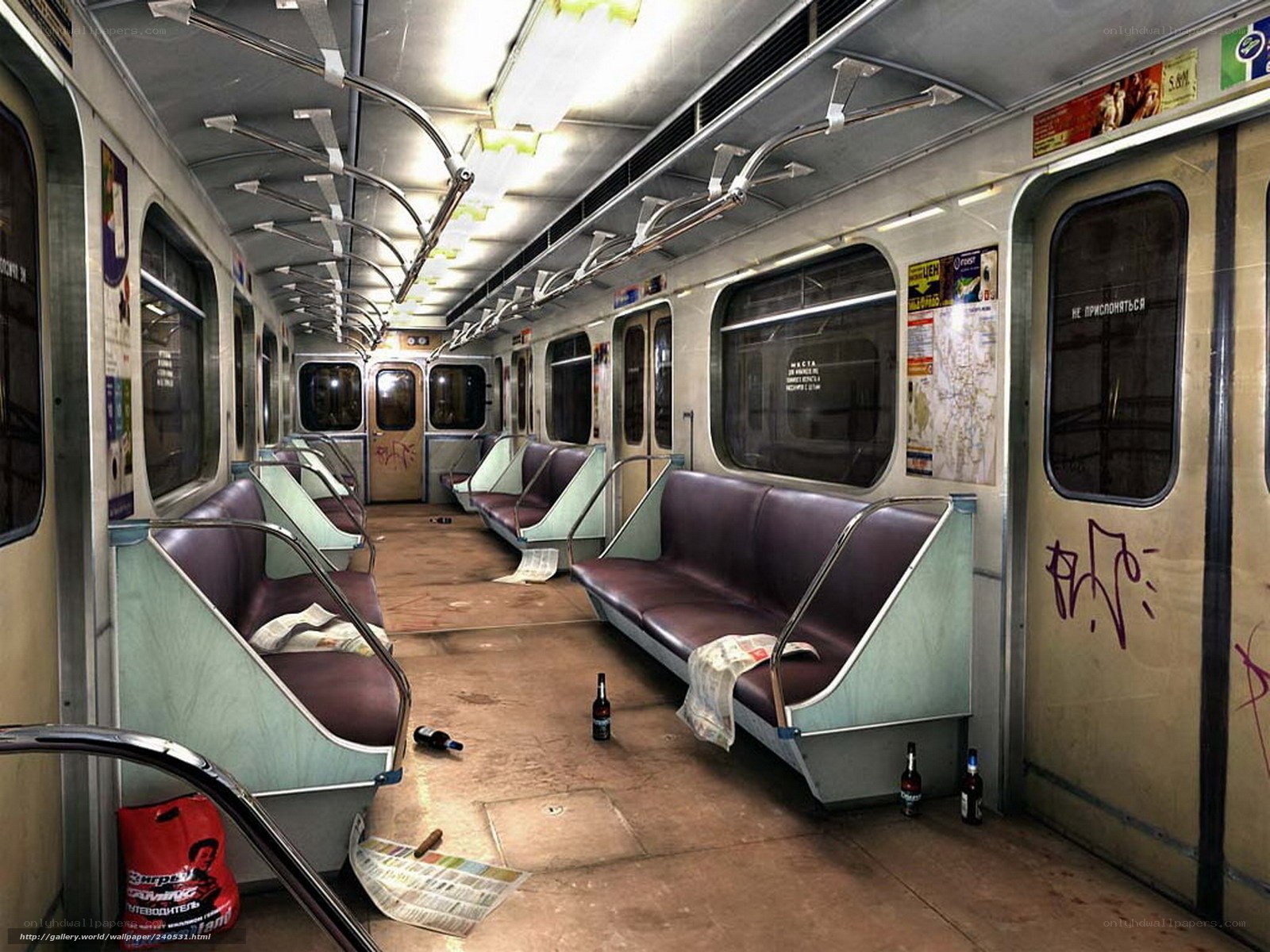 Abandoned subway car interior