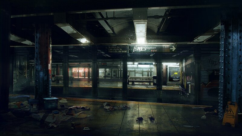Abandoned Subway Station — Black, Dramatic