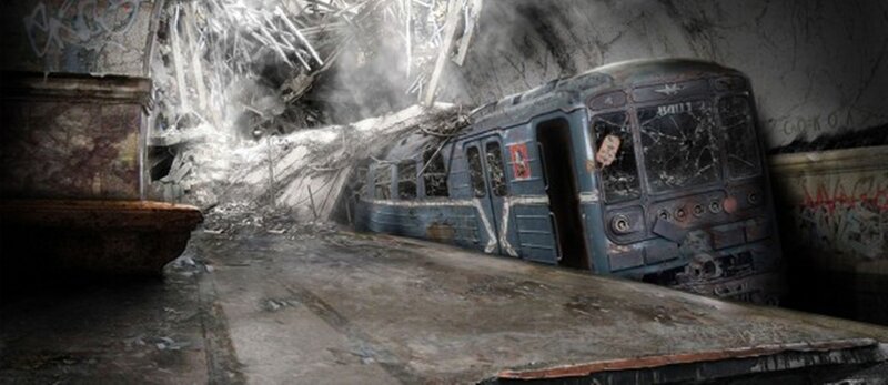 Abandoned Subway Train — Gray, Dramatic