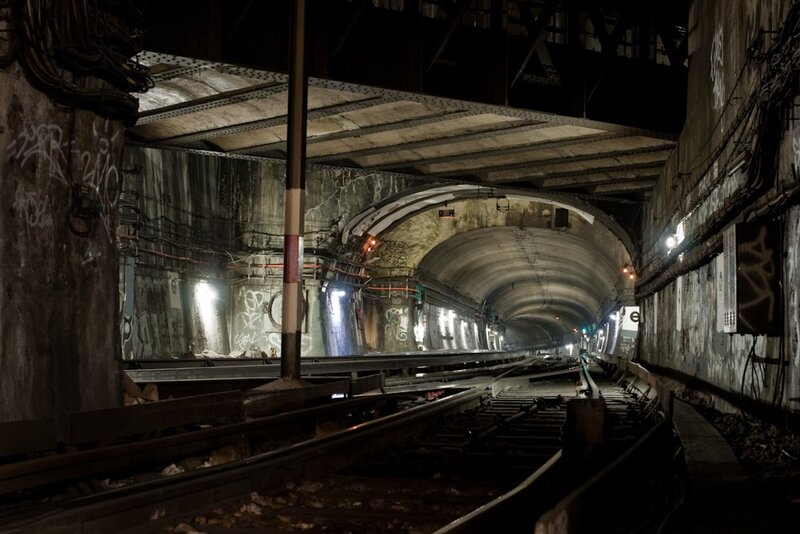 Abandoned Subway Tunnel — Gray, Dramatic, Night