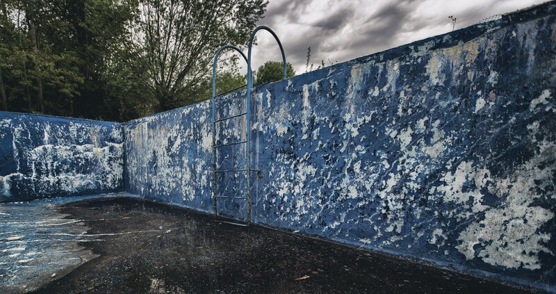 Abandoned Swimming Pool — Blue, Dramatic