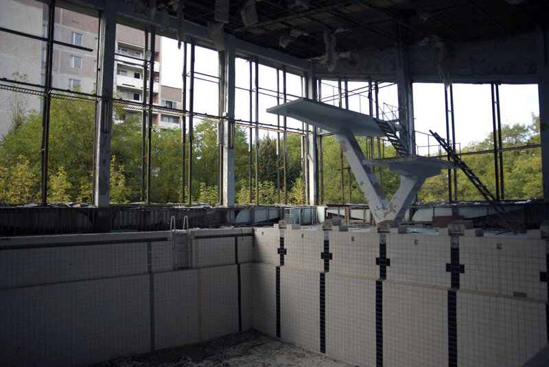 Abandoned swimming pool interior
