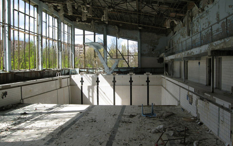 Abandoned swimming pool