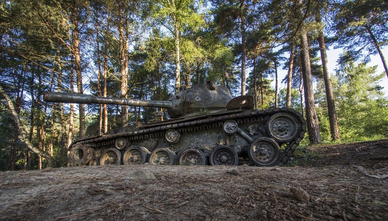 Abandoned Tank in Forest — Green, Somber