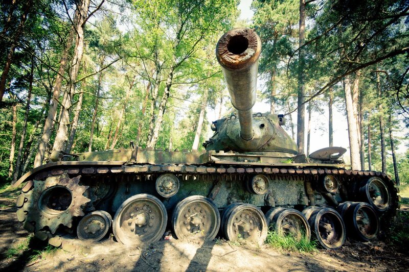 Abandoned Tank in Forest — Green