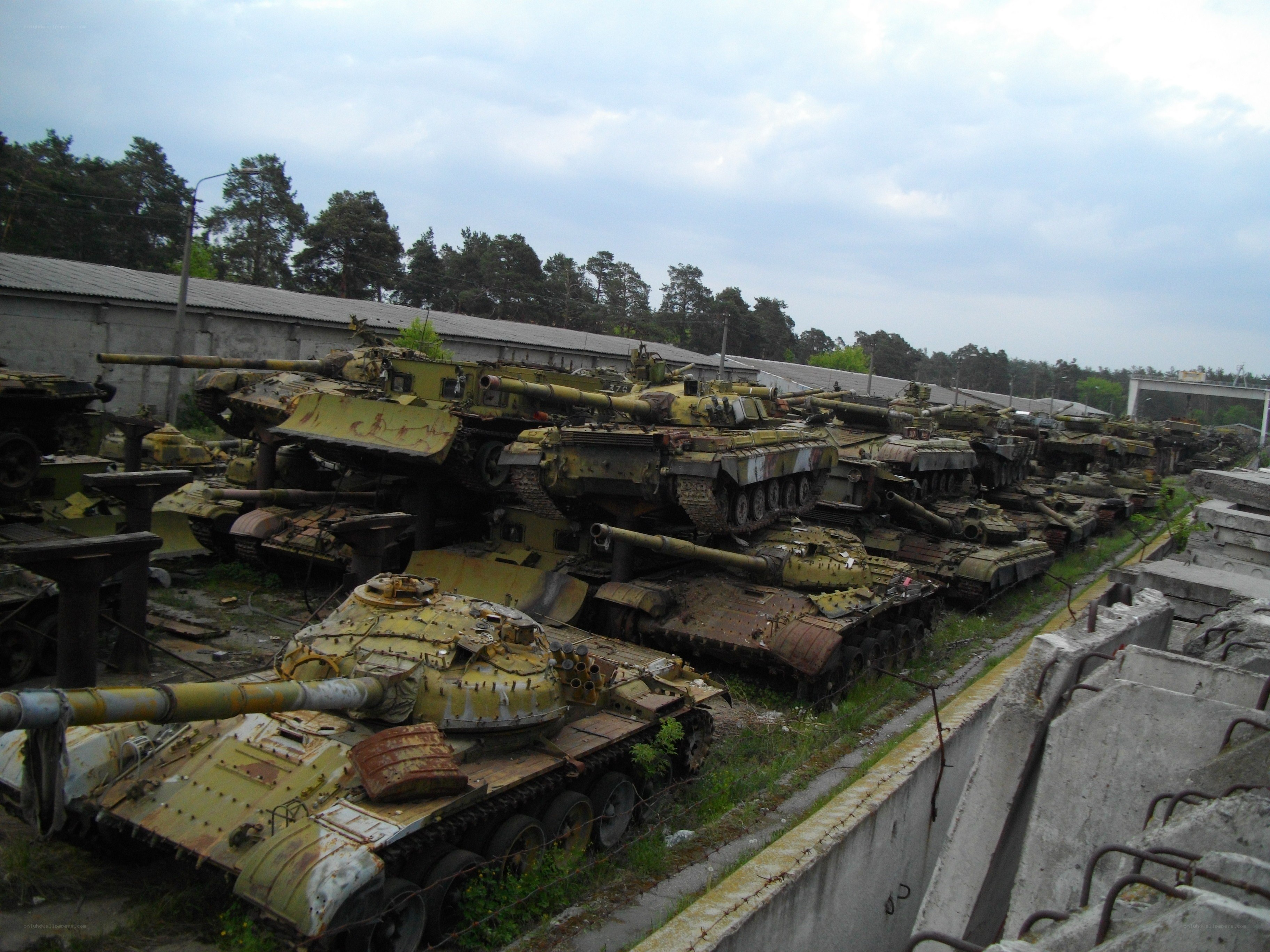 Abandoned tanks in a scrapyard