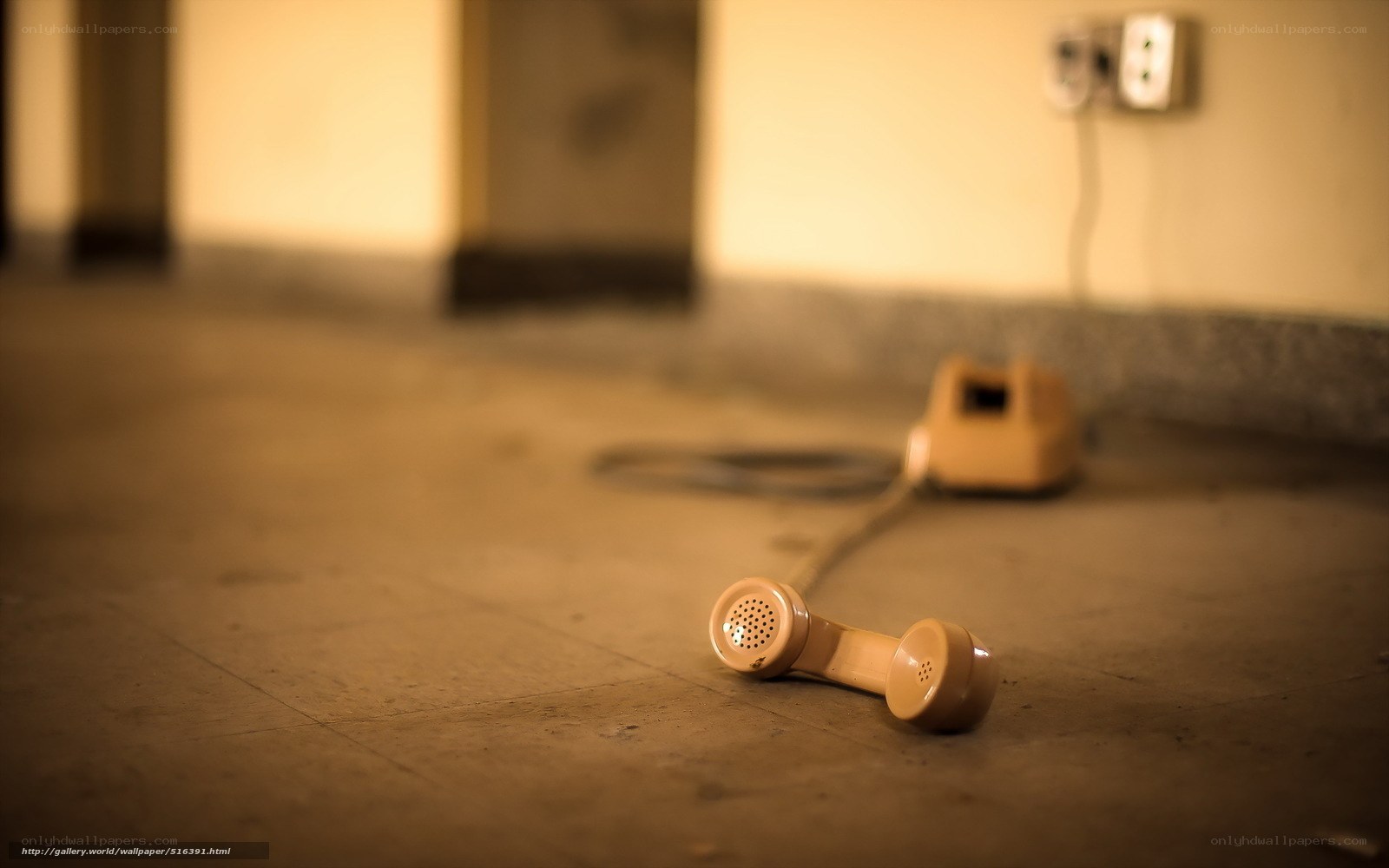Abandoned telephone on floor