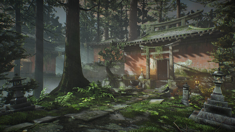 Abandoned Temple in Forest — Green