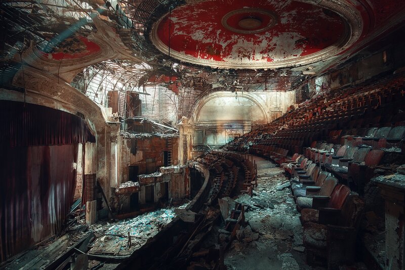 Abandoned Theater Interior — Red