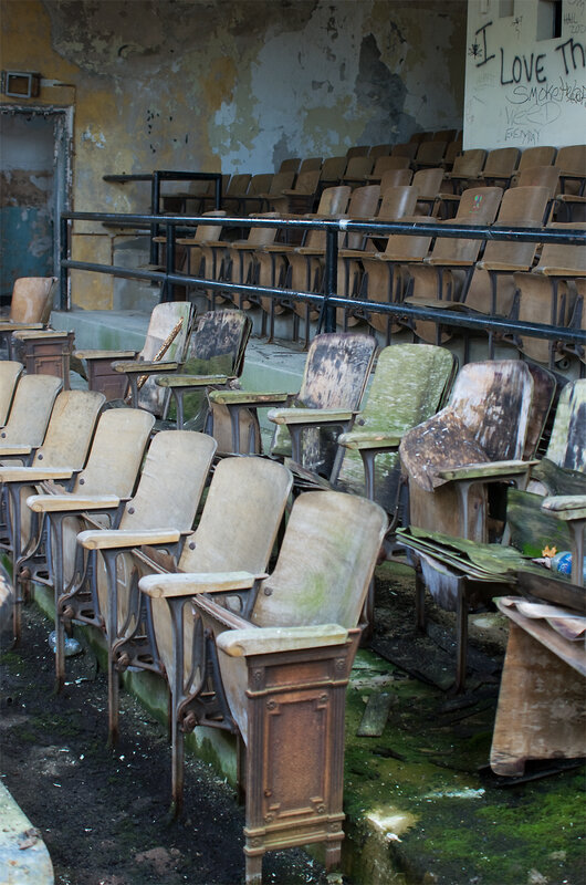 Abandoned theater seats