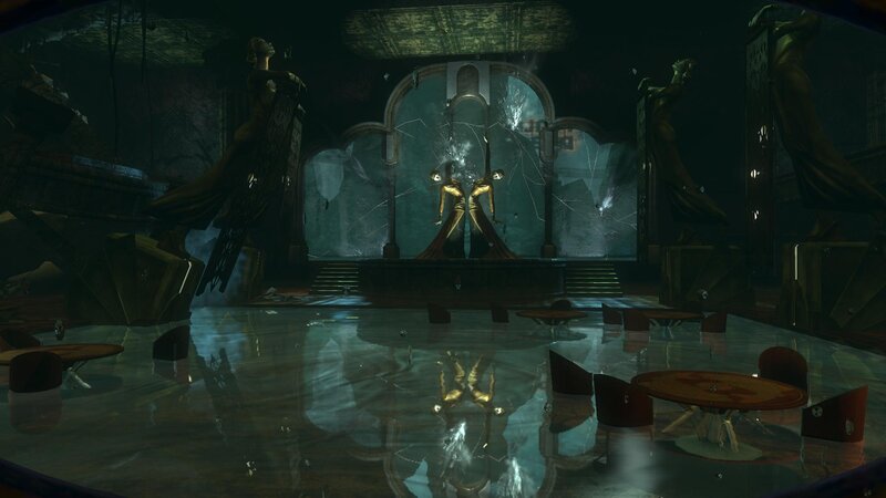 abandoned theater with statues
