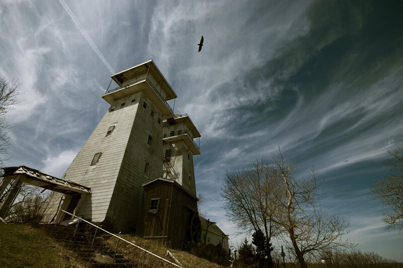 Abandoned Tower on Hill — Gray