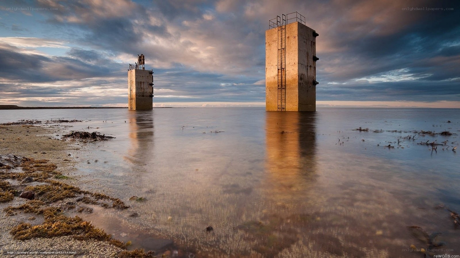 Abandoned towers in coastal waters