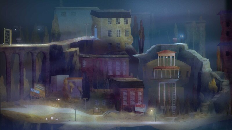 Abandoned Town at Night — Blue, Dramatic