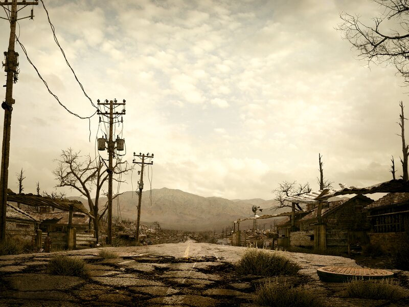 Abandoned Town Street — Brown, Desolate