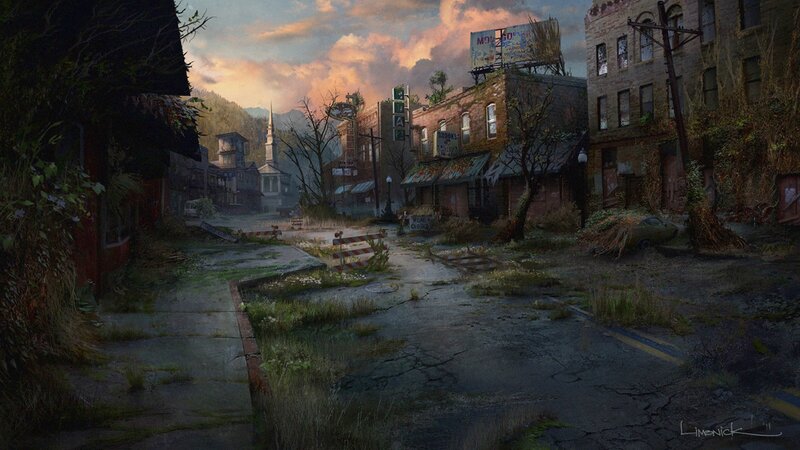 Abandoned Town Street — Brown, Dramatic, Sunset