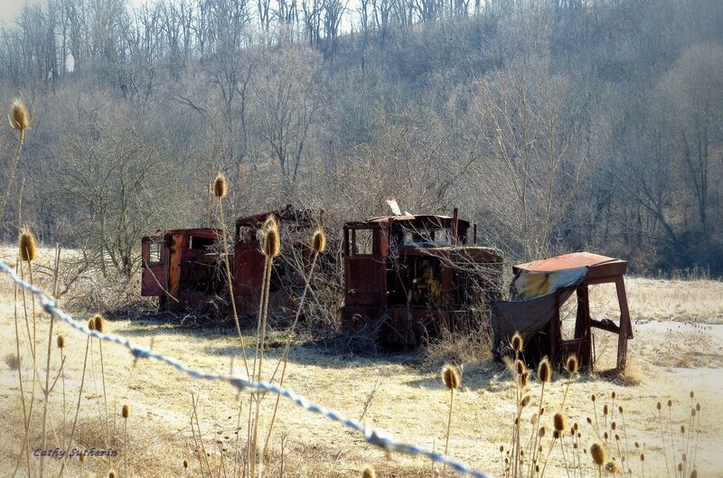 Abandoned Tractors in Field