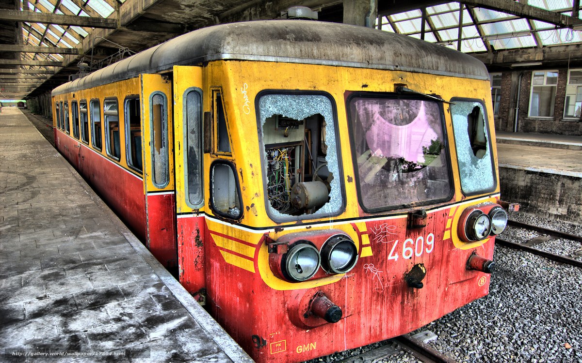 abandoned train at a derelict station