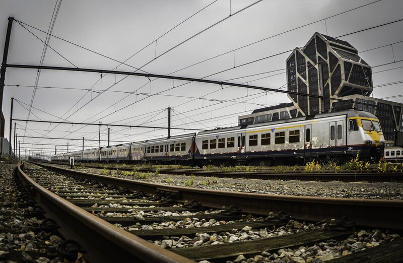 Abandoned train at rail yard